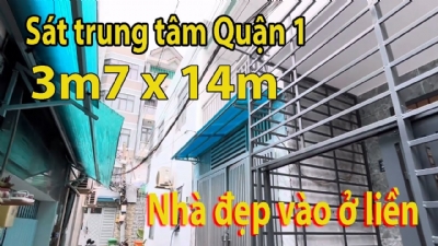 Nhà ngang 3m7x14m sát trung tâm quận 1 ngay cầu Nguyễn Văn Cừ 