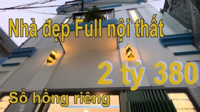 Quá rẻ chỉ 2 tỷ 380 sở hữu căn nhà đẹp Full nội thất sổ hồng riêng 